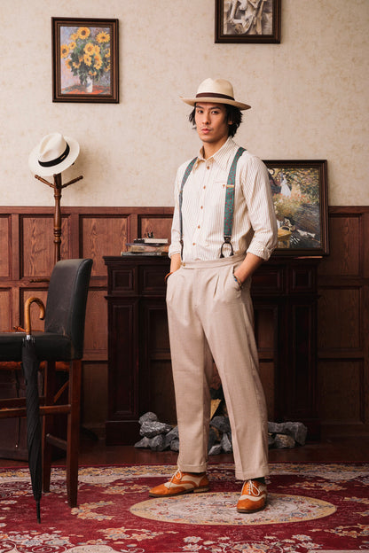 British retro style plaid suit pants men's summer thin style business casual slim drape nine-point pants