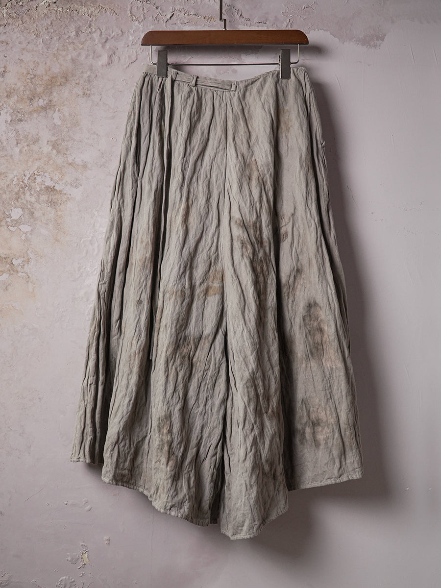 SOARIN WORLD Artisan Wabi-Sabi Sculptural Wide-Leg Wrinkled Cotton-Blend Culottes N-DCZ253TF12