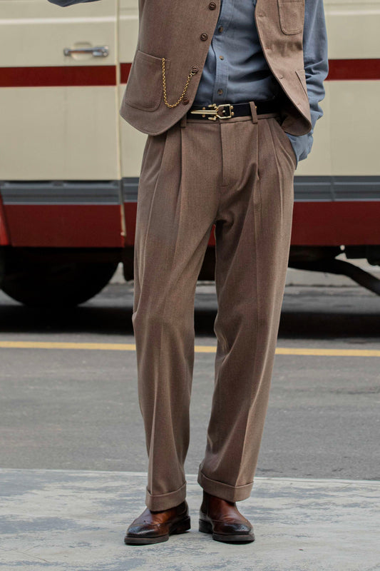 British style high-end suit pants men's autumn and winter retro style handsome casual nine-point pants drape straight trousers