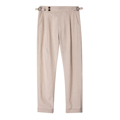 British retro style Naples trousers men's summer cotton and linen business casual slim tapered nine-point trousers