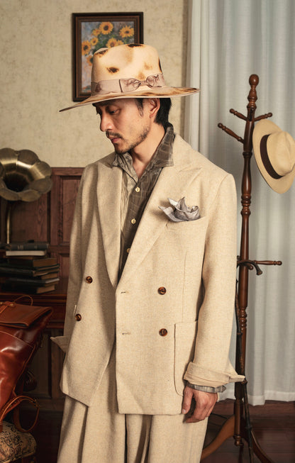 British style retro wool suit jacket for men Business formal casual double-breasted suit jacket