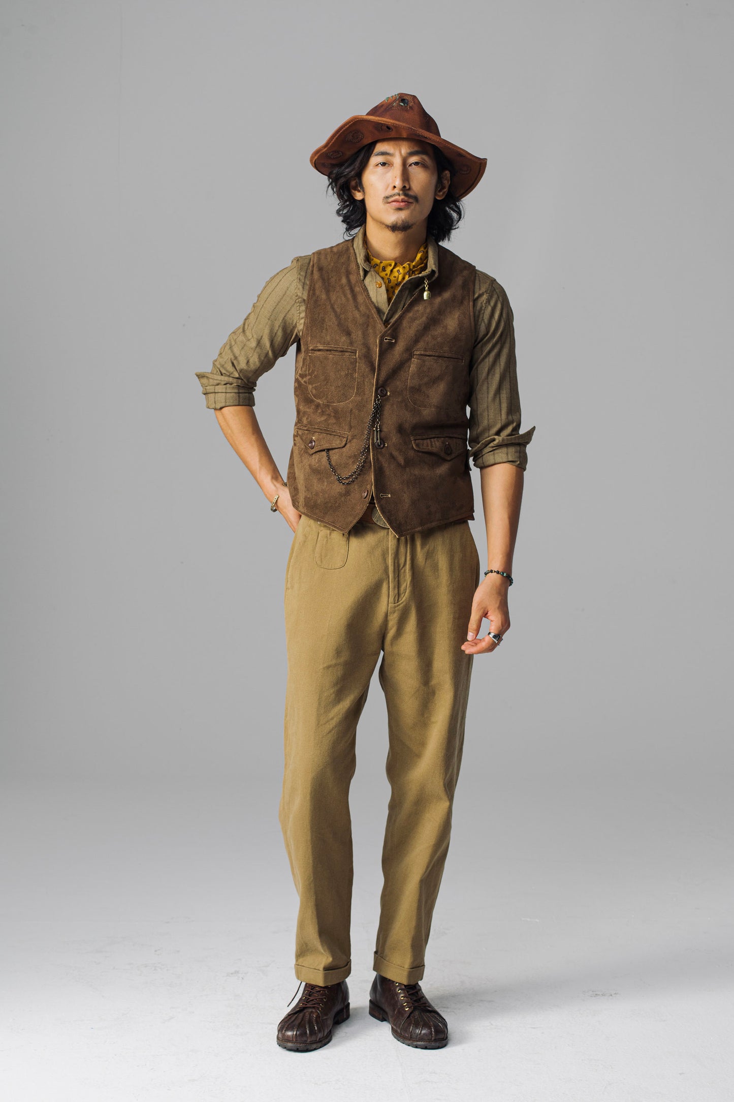 Ami Khaki Corduroy Vest Men American Retro Workwear Style Double-sided Vest Waistcoat