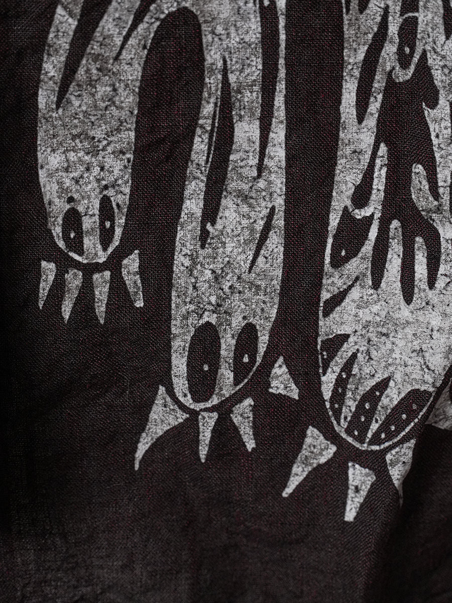 SOARIN WORLD Avant-Garde Artisan Regular-Fit Graffiti Pure-Linen Long-Sleeve Shirt LM262C06