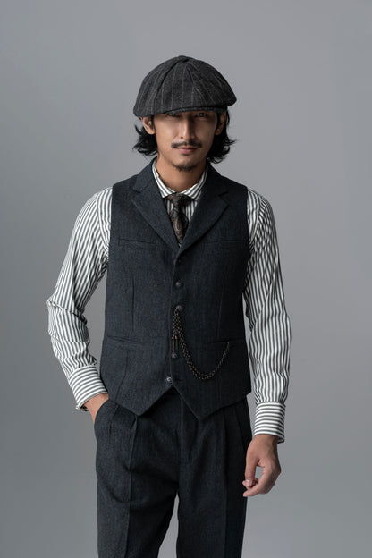 British style elegant woolen suit vest for men Retro business slim casual lapel suit vest