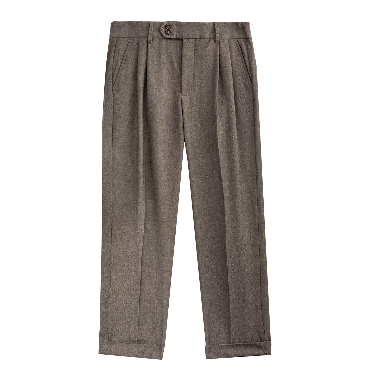 British retro slim-fit suit pants for men, high-end double pleat business casual tapered nine-point trousers