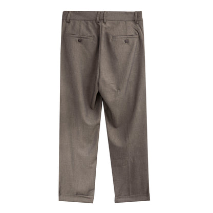 British retro slim-fit suit pants for men, high-end double pleat business casual tapered nine-point trousers