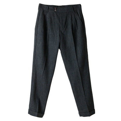 British retro style straight suit pants for men wool business casual slim fit tapered nine-point pants