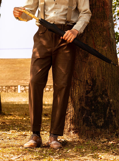 American retro style straight leg nine-point trousers for men Ami Khaki workwear casual slim coffee color nine-point trousers