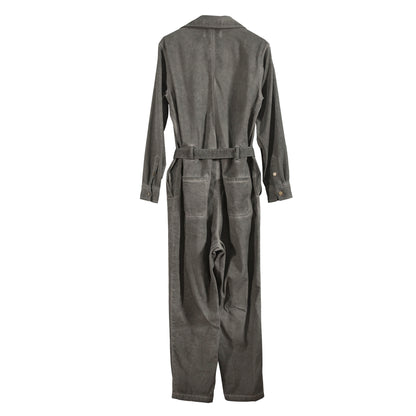 Retro American work jumpsuit men's Ami Khaki distressed casual loose straight jumpsuit