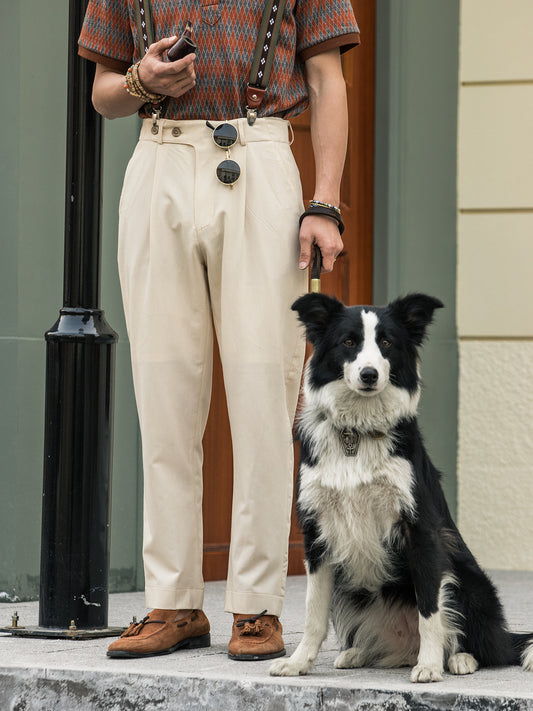 Retro Italian Naples trousers for men Business formal casual tapered trousers skinny nine-point trousers