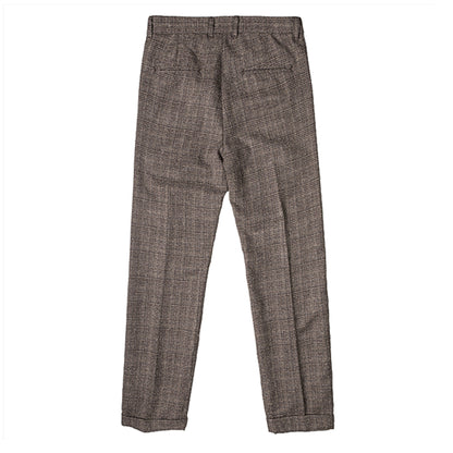 British retro style plaid suit pants for men Business casual slim fit nine-point pants plaid straight trousers
