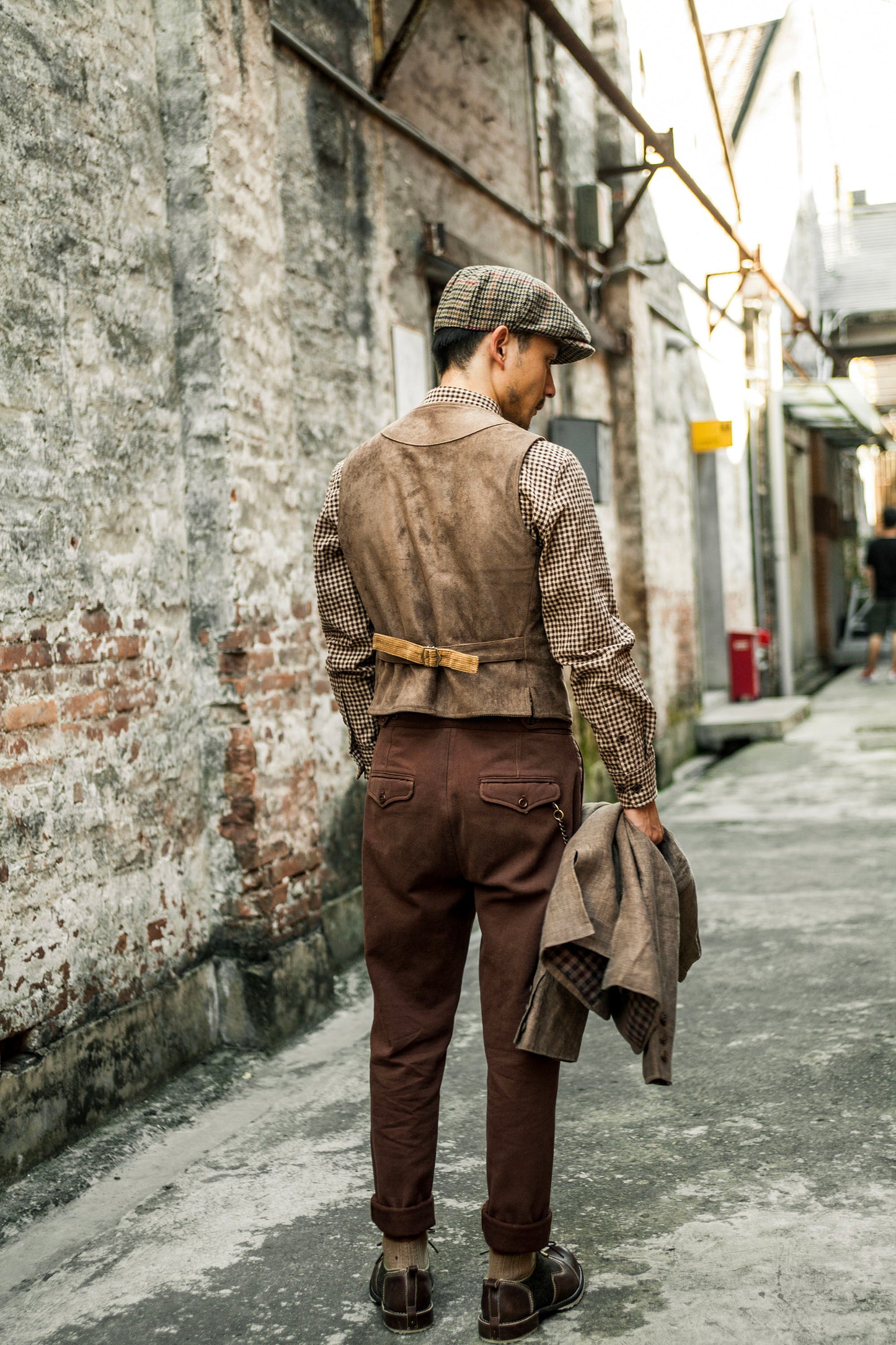 Ami Khaki Corduroy Vest Men American Retro Workwear Style Double-sided Vest Waistcoat