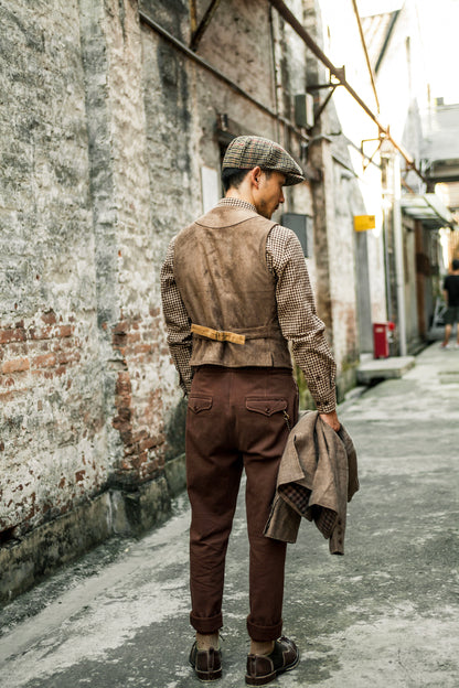 Ami Khaki Corduroy Vest Men American Retro Workwear Style Double-sided Vest Waistcoat