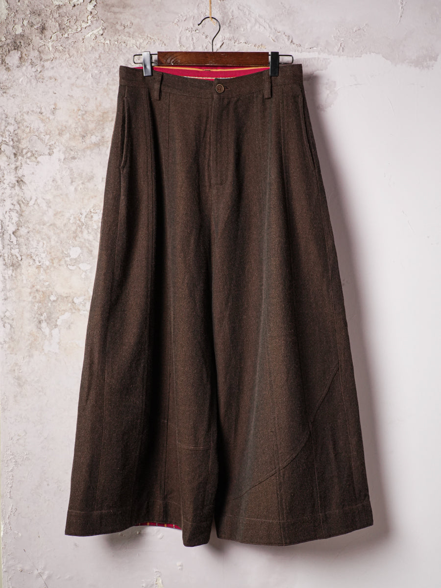 SOARIN WORLD Heritage Amekaji Sculptural Wide-Leg Wool-Linen Culottes DCZ253TF246