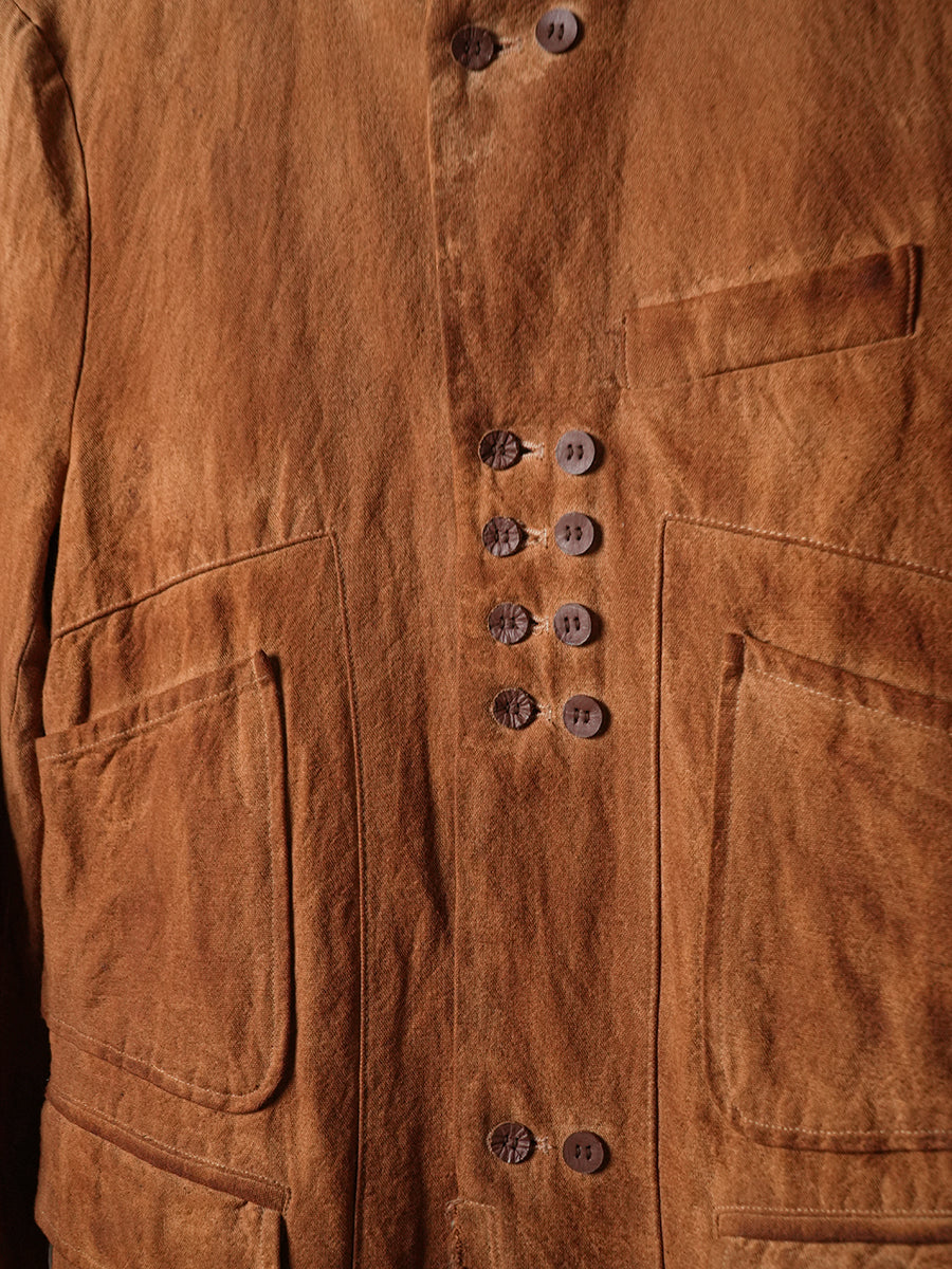 SOARIN WORLD Avant-Garde Artisan Structured Cotton-Linen Raw-Hem Jacket Z212XZ403