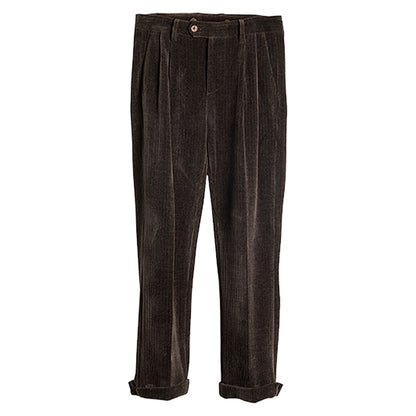 British retro style corduroy straight pants men's winter corduroy drape casual loose wide-leg suit trousers