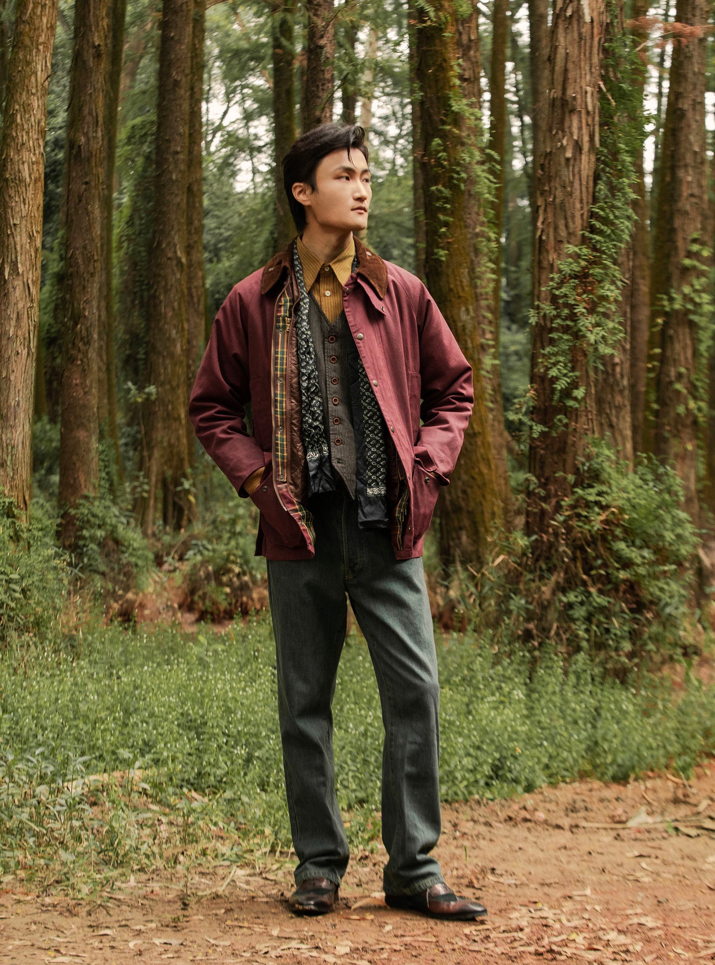 American workwear retro style waxed cloth jacket men's heavy windproof splicing casual loose hunting jacket