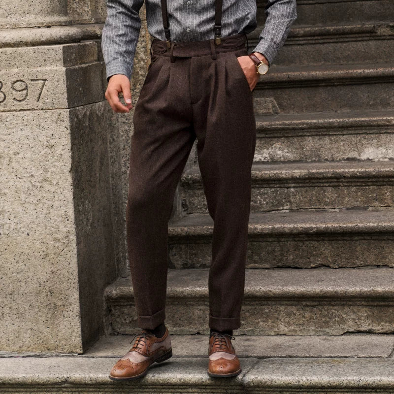 SOARIN British Vintage Tapered Fit Cotton Blend Trousers   CO203F366