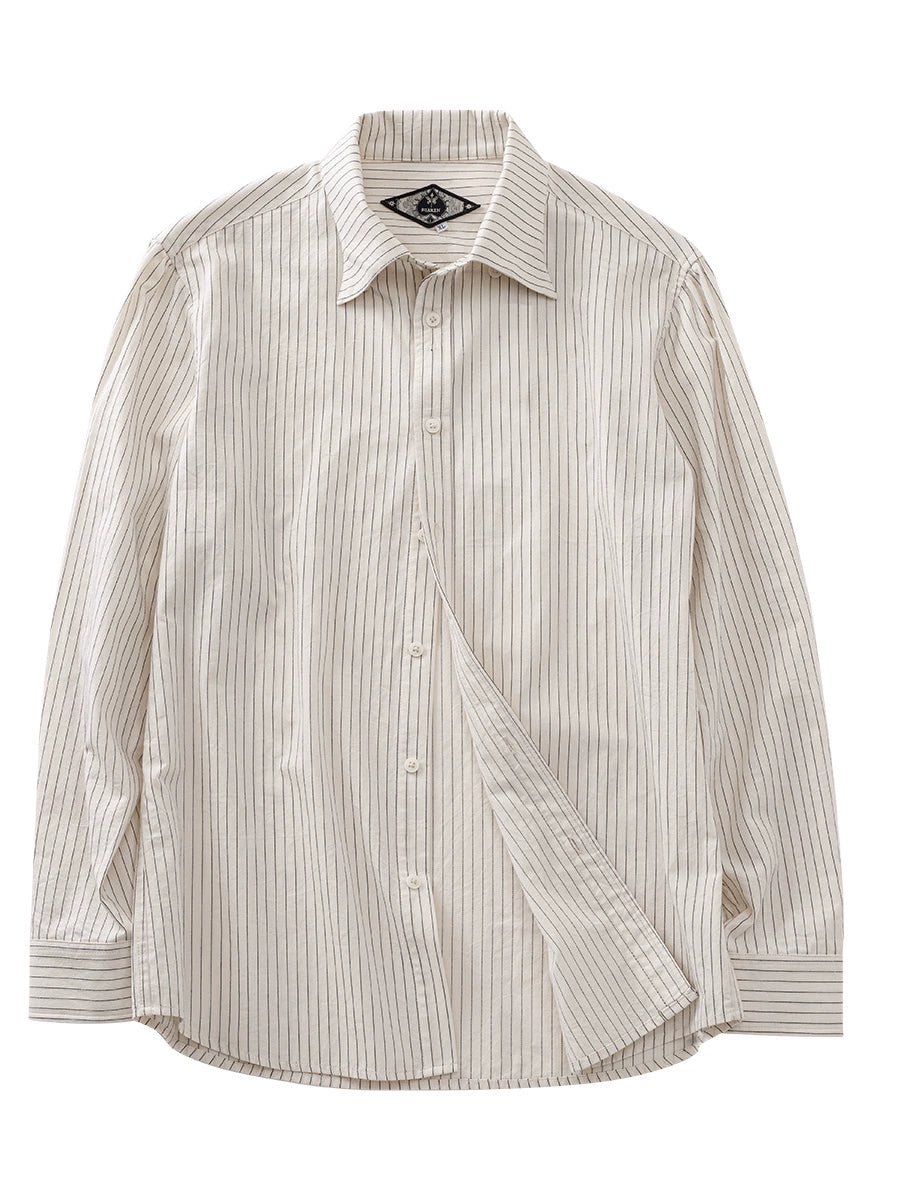 SOARIN英伦风复古细条纹西装衬衫男 轻奢高级感商务绅士长袖衬衣