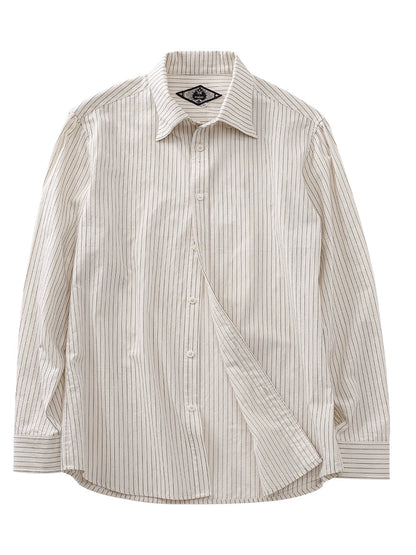 SOARIN英伦风复古细条纹西装衬衫男 轻奢高级感商务绅士长袖衬衣