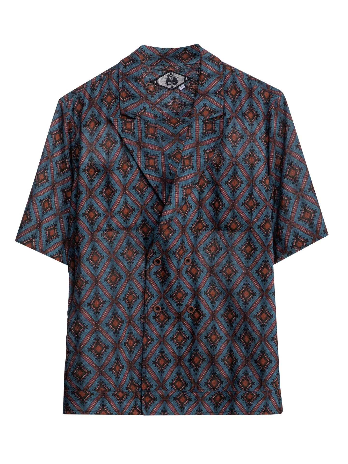 SOARIN Casual Vintage Loose Fit Viscose Linen Blend Short Sleeve Shirt JITZ2321C88