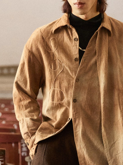 SOARIN Vintage Distressed Loose Fit Cotton Shirt-Jacket DCZ253TC464
