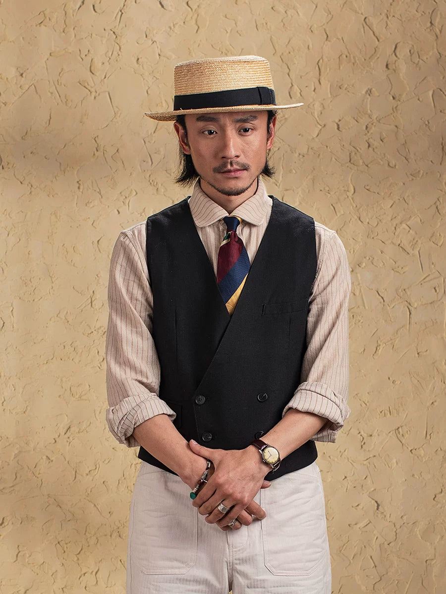 SOARIN Vintage British Gentleman Slim Fit Cotton Linen Vest JUKZ2422B62