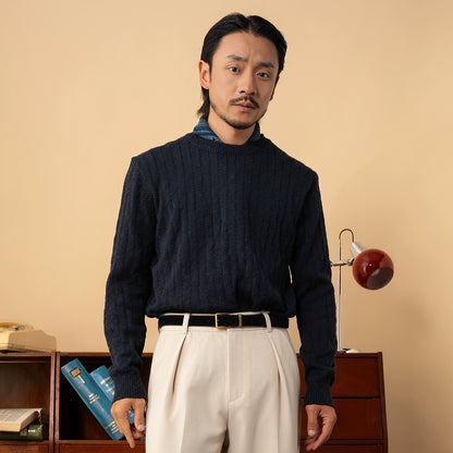 【双色】SOARIN英式绅装立体绞花长袖针织衫男 冬季保暖打底毛衣