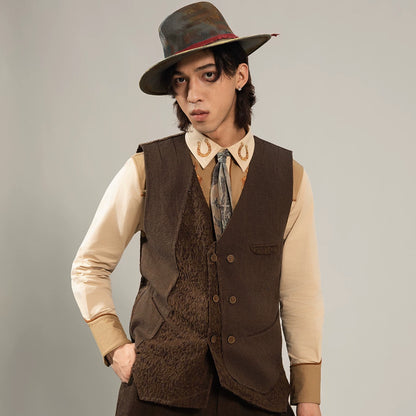 SOARIN Gai Yu Xia Series Tailored Slim Fit Cotton Linen Blend Asymmetric Vest DCZ253TB105