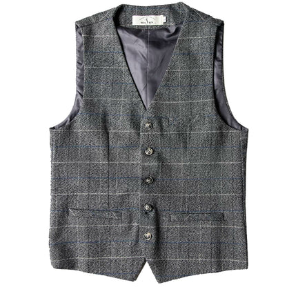 SOARIN British Retro Slim Fit Windowpane Plaid Woolen Suit Vest  DY63B11