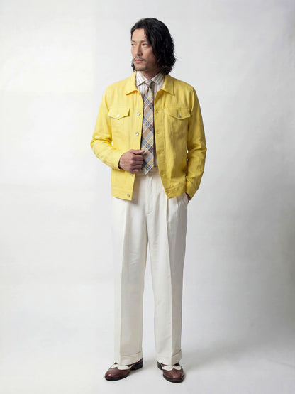 SOARIN Casual Vintage Regular Fit Lyocell Linen Blend Denim Style Jacket  YAOZ262TJ113