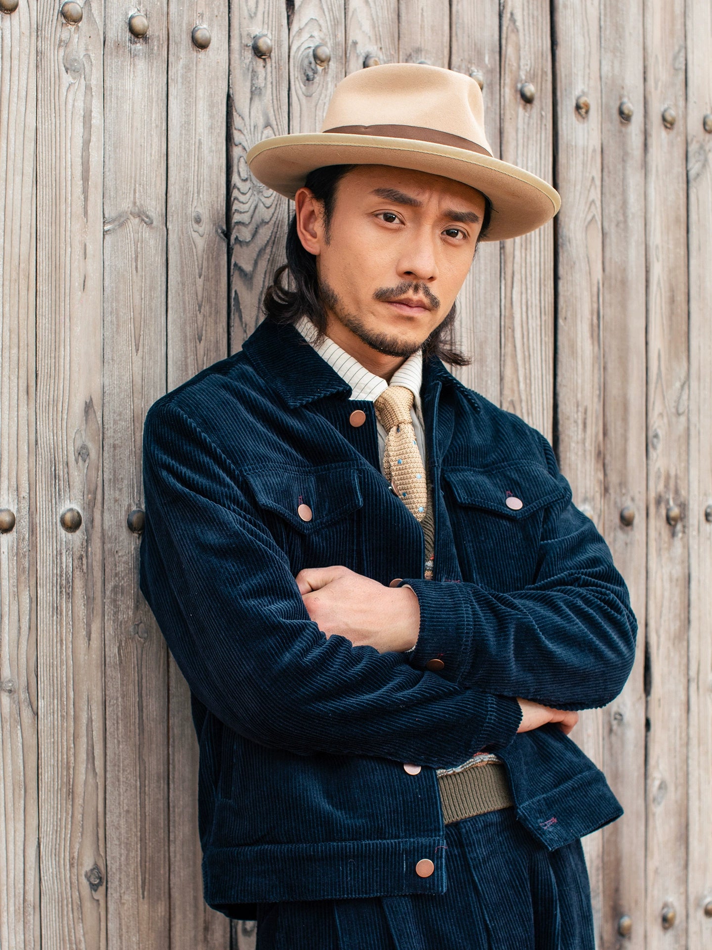 SOARIN美式复古灯芯绒夹克男 痞帅绅士翻领短款飞行员工装夹克潮