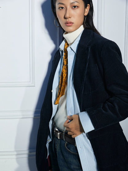 SOARIN英伦复古灯芯绒西装外套男 高级感绅士商务正装修身单西服