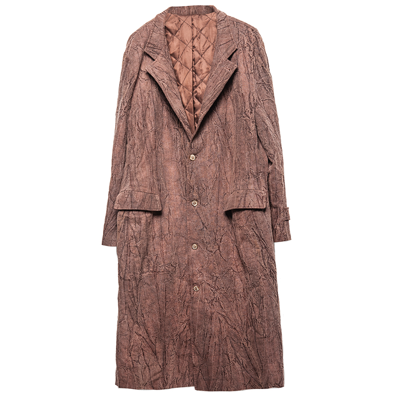 SOARIN WORLD gai yu xia Series Oversized Long Coat Ramie Cotton Blend Trench Coat Z203DY309