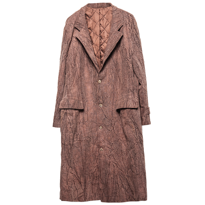 SOARIN WORLD gai yu xia Series Oversized Long Coat Ramie Cotton Blend Trench Coat Z203DY309