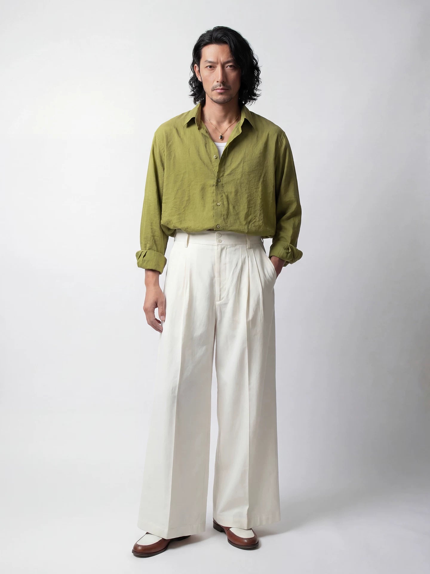 SOARIN  Loose Fit Cotton Viscose Blend Trousers JITZ262TF258