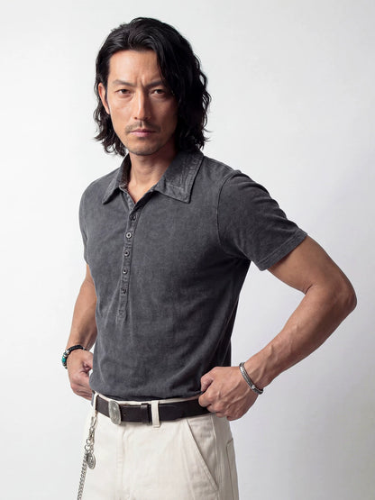 SOARIN Casual Vintage Slim Fit Cotton Short Sleeve Polo Shirt Z92T203