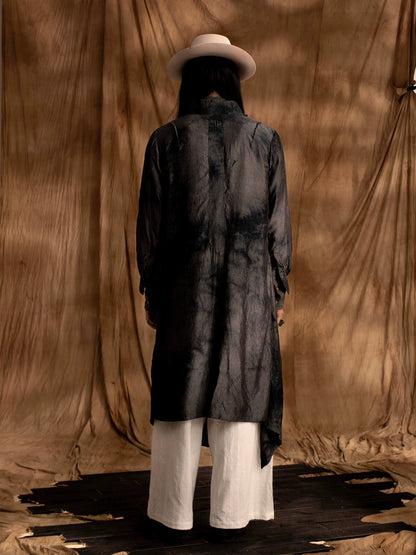 SOARIN Gai Yu Xia Series Asymmetric Loose Weathered Tie-Dyed Long Coat DCZ233TC154