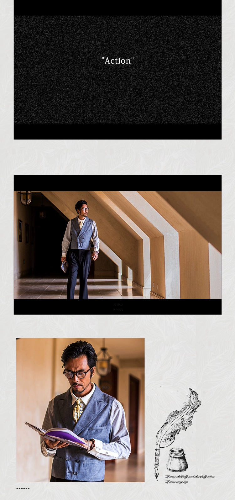 SOARIN英伦风复古双排扣西装马甲男 格子西装领商务休闲马夹背心