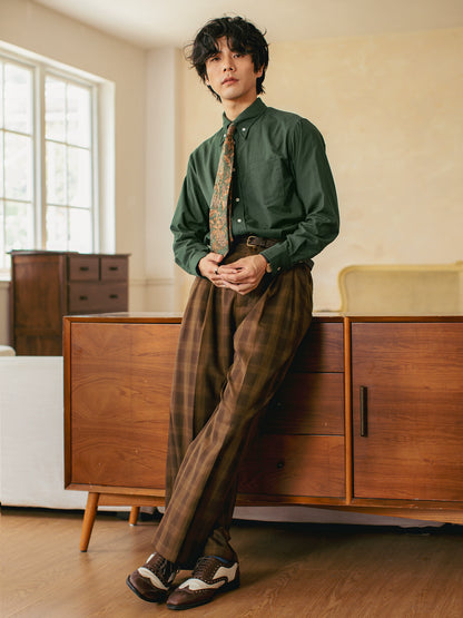 SOARIN意式老钱风大格子休闲裤男 英伦痞帅直筒宽松阔腿休闲西裤