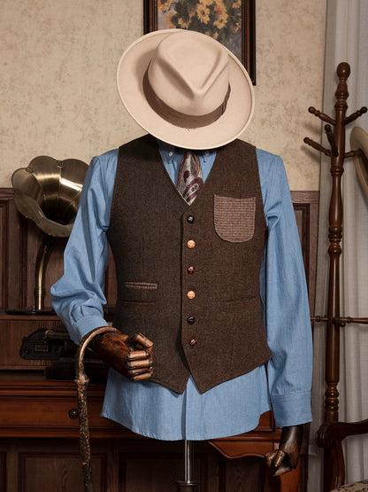 SOARIN Gentleman Vintage Slim Fit Wool Blend Vest JUKZ2332B47