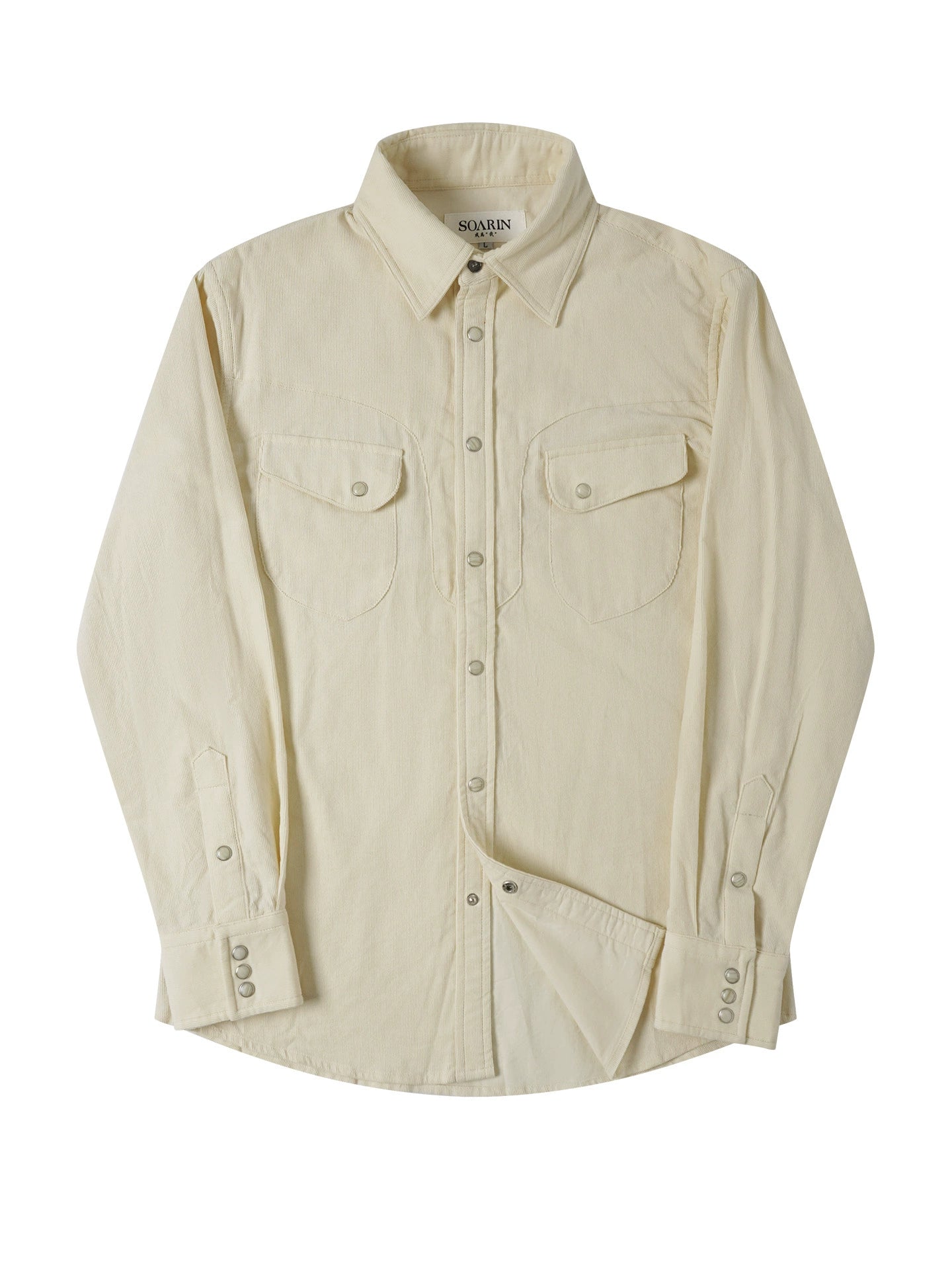 SOARIN【三色】美式复古工装灯芯绒长袖衬衫男冬季保暖双口袋衬衣