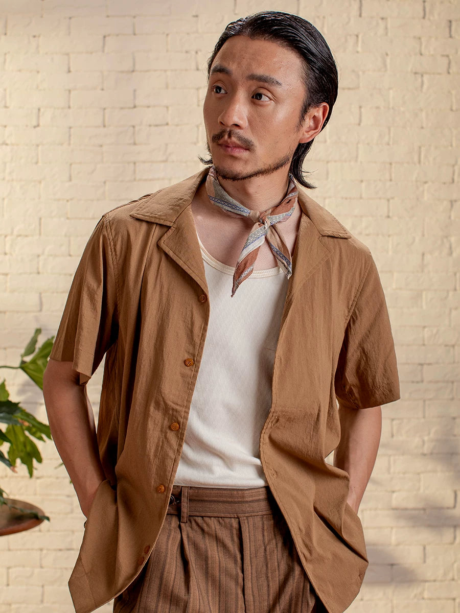 SOARIN Vintage Casual Relaxed Fit Cotton Blend Short-Sleeved Shirt Z212C498