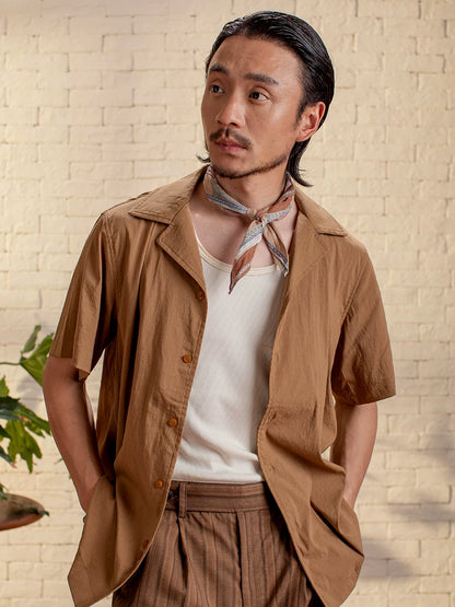 SOARIN Vintage Casual Relaxed Fit Cotton Blend Short-Sleeved Shirt Z212C498