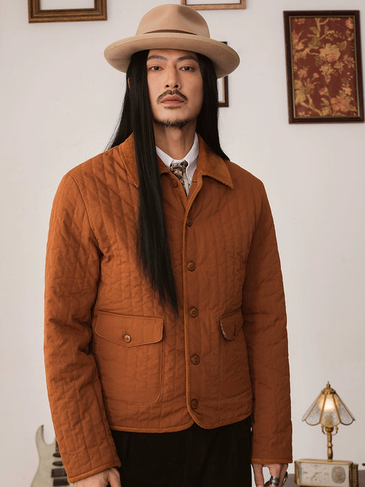 SOARIN美式工装复古绗缝棉服外套男 经典款休闲宽松条纹棉袄夹克