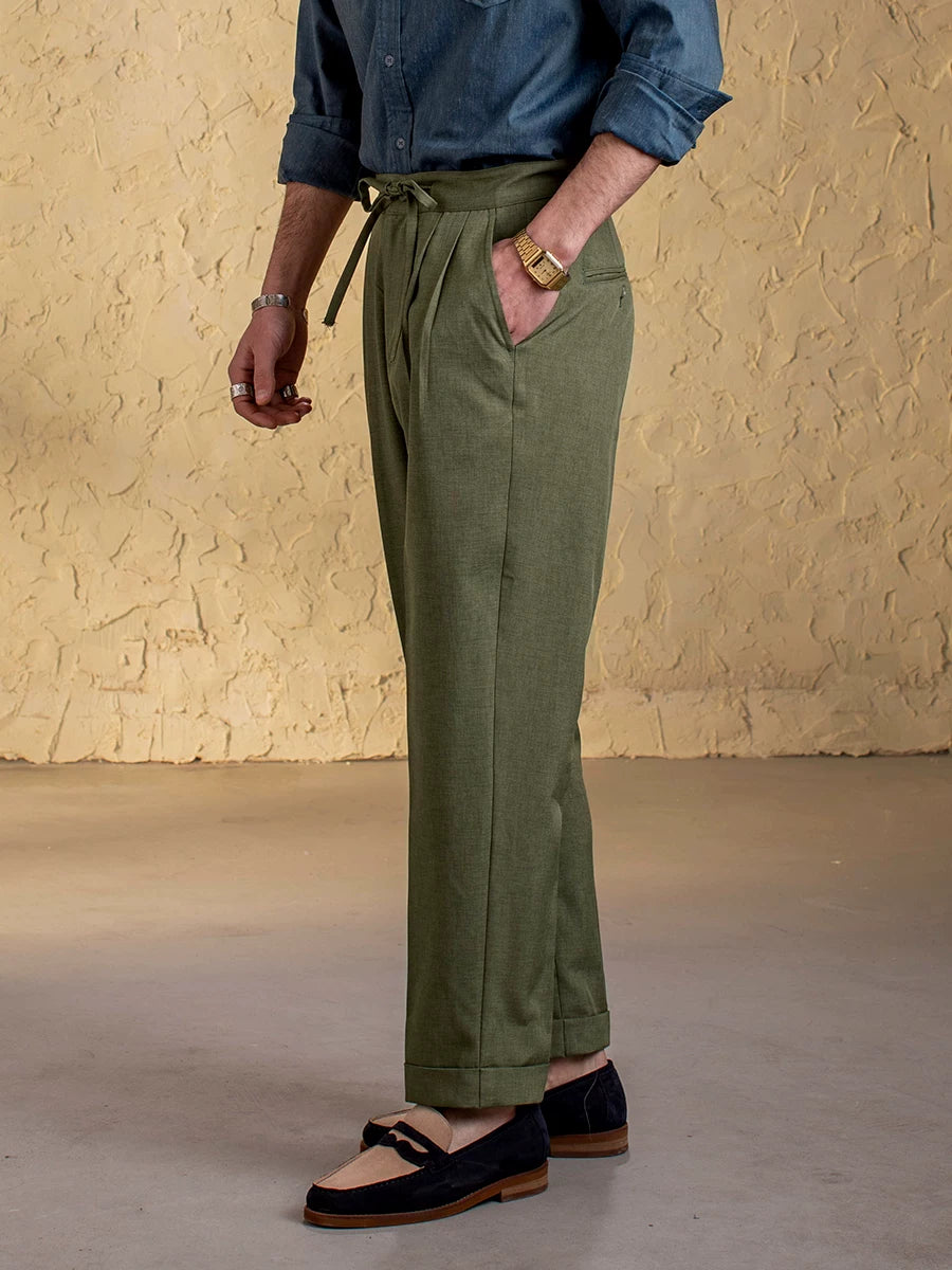 SOARIN Vintage Casual Loose Tapered Fit Polyester Trousers JITZ2423F137