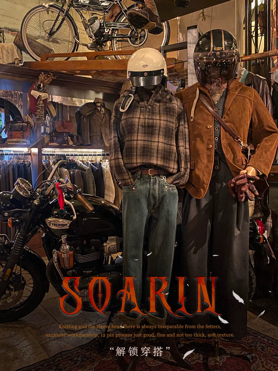 SOARIN Amekaji Regular Fit Wool Blend Plaid Hooded Jacket YBOZ243TW66