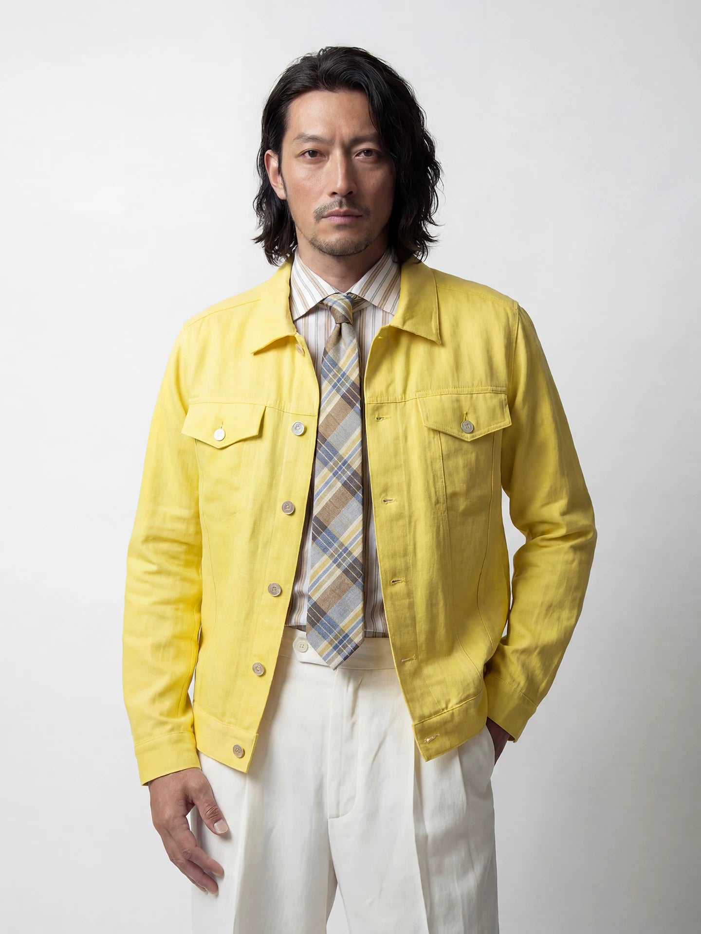 SOARIN Casual Vintage Regular Fit Lyocell Linen Blend Denim Style Jacket  YAOZ262TJ113