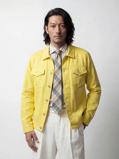 SOARIN Casual Vintage Regular Fit Lyocell Linen Blend Denim Style Jacket  YAOZ262TJ113