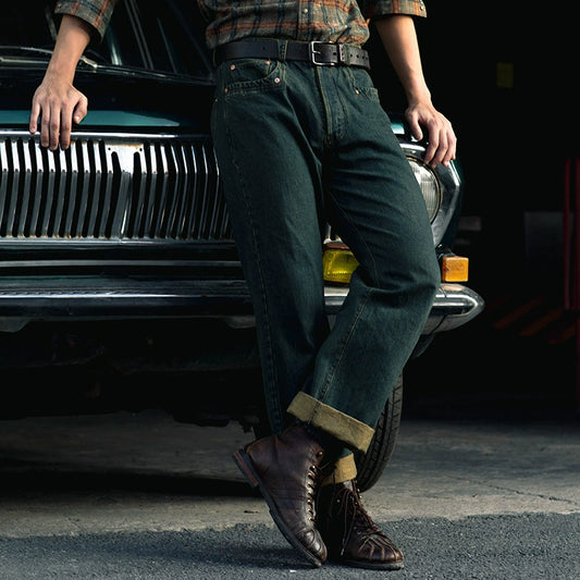 SOARIN复古美式牛仔裤男 阿美咔叽做旧感水洗赤耳丹宁直筒工装裤